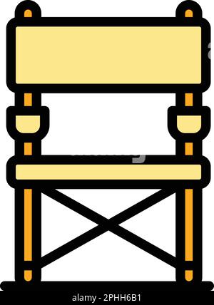Icona sedia da campeggio. Contorno sedia da campeggio icona vettoriale per web design isolato su sfondo bianco piatto di colore Illustrazione Vettoriale