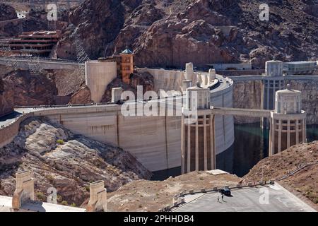 Diga di Hoover tra gli stati dell'Arizona e del Nevada, USA Foto Stock