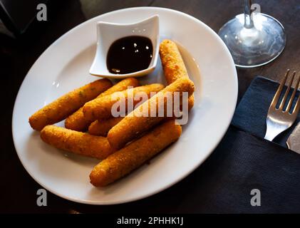 Fritto dita di mozzarella Foto Stock