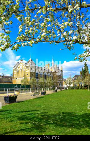 Primavera fioriscono, Memorial Gardens, Staines-upon-Thames, Surrey, England, Regno Unito Foto Stock