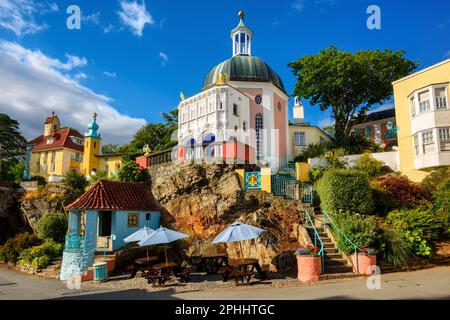 Pittoresco villaggio di Portmeirion nel Galles del Nord, Regno Unito Foto Stock