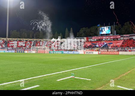 Sostenitori di Malta durante i qualificatori europei - Malta vs Italia, Campionato europeo di Calcio UEFA a Ta'Qali, Italia, marzo 26 2023 Foto Stock