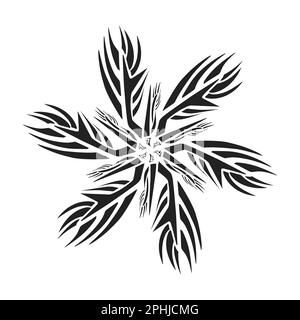 Illustrazione di un tatuaggio tribale di forma estetica. Perfetto per adesivi, adesivi, cappelli, scarpe, poster, banner, copertine di libri, icone Foto Stock