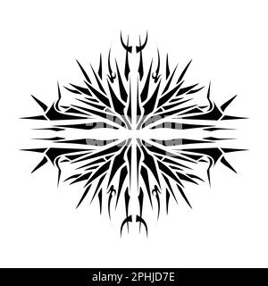 Illustrazione di un tatuaggio tribale di forma estetica. Perfetto per adesivi, adesivi, cappelli, scarpe, poster, banner, copertine di libri, icone Foto Stock