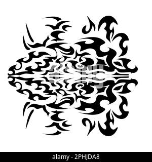 Illustrazione di un tatuaggio tribale di forma estetica. Perfetto per adesivi, adesivi, cappelli, scarpe, poster, banner, copertine di libri, icone Foto Stock