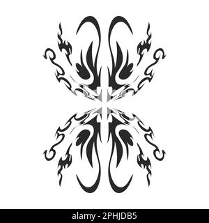 Illustrazione di un tatuaggio tribale di forma estetica. Perfetto per adesivi, adesivi, cappelli, scarpe, poster, banner, copertine di libri, icone Foto Stock