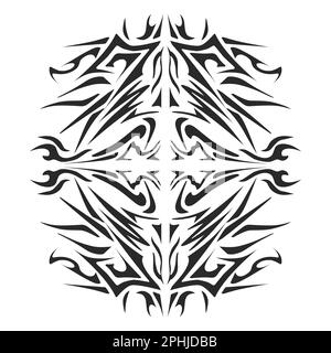 Illustrazione di un tatuaggio tribale di forma estetica. Perfetto per adesivi, adesivi, cappelli, scarpe, poster, banner, copertine di libri, icone Foto Stock