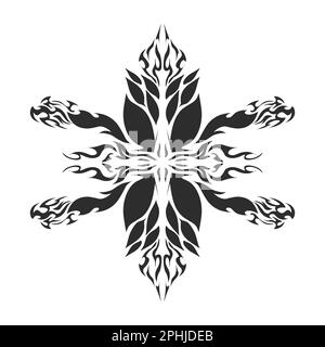 Illustrazione di un tatuaggio tribale di forma estetica. Perfetto per adesivi, adesivi, cappelli, scarpe, poster, banner, copertine di libri, icone Foto Stock