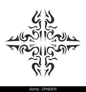 Illustrazione di un tatuaggio tribale di forma estetica. Perfetto per adesivi, adesivi, cappelli, scarpe, poster, banner, copertine di libri, icone Foto Stock