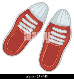 Scarpe femminili alla moda, sneakers con shoelace vettoriale Illustrazione Vettoriale