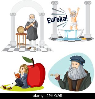 Set di personaggi famosi in Science Illustration Illustrazione Vettoriale