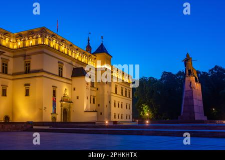 Vista notturna del Palazzo del Granduca a Vilnius, Lituania. Foto Stock