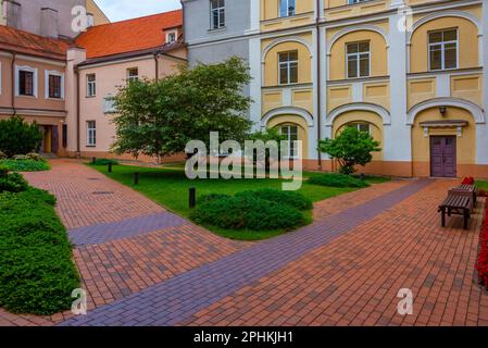 Cortile dell'università di Vilnius in Lituania. Foto Stock