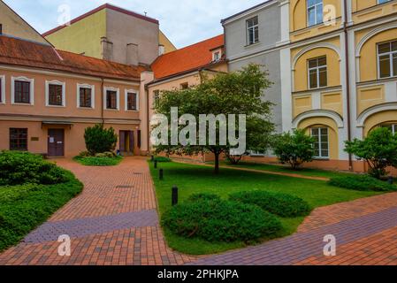 Cortile dell'università di Vilnius in Lituania. Foto Stock