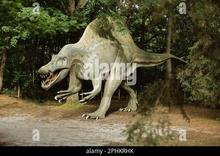 Park dinozaurów w Łebie w północnej Polsce nad morzem Bałtyckim. Foto Stock