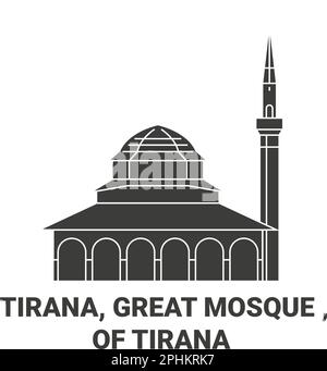 Albania, Tirana, Grande Moschea , di Tirana viaggio punto di riferimento vettore illustrazione Illustrazione Vettoriale