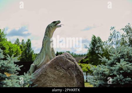 Park dinozaurów w Łebie w północnej Polsce nad morzem Bałtyckim. Foto Stock