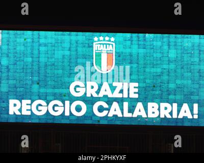 Reggio Calabria, Italia. 27th Mar, 2023. Stadio Granillo Oreste di Reggio Calabria durante Under 21 - Italia vs Ucraina, amichevole partita di calcio a Reggio Calabria, Italia, Marzo 27 2023 Credit: Independent Photo Agency/Alamy Live News Foto Stock