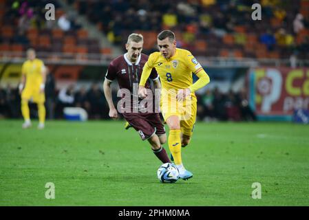 Alex Cicaldau #8 durante il gioco di qualificazione Euro 2024 Romania vs Bielorussia giocato il 28.03.2022, Bucarest , Cristi Stavri Foto Stock