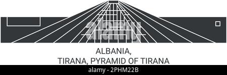 Albania, Tirana, Piramide di Tirana viaggio punto di riferimento vettore illustrazione Illustrazione Vettoriale