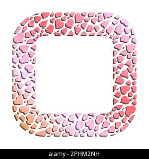Cornice dorata a cuore quadrato per connettori decorativi. Ornamento di San Valentino in metallo oro rosa isolato su sfondo bianco. Vettore Illustrazione Vettoriale