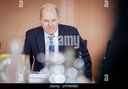Berlino, Germania. 29th Mar, 2023. Il Cancelliere OLAF Scholz (DOCUP) partecipa alla riunione del Gabinetto federale. Credit: Kay Nietfeld/dpa/Alamy Live News Foto Stock