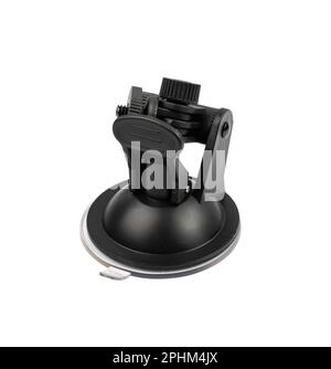 Telecamera per cruscotto auto con supporto a ventosa isolato. Accessori GoPro su sfondo bianco Foto Stock