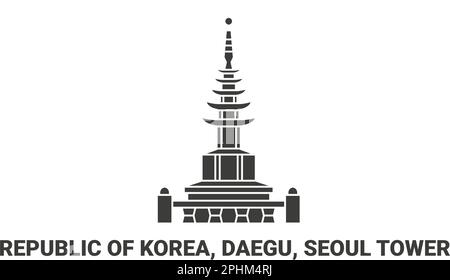 Repubblica di Corea, Daegu, Seoul Tower viaggio punto di riferimento vettore illustrazione Illustrazione Vettoriale