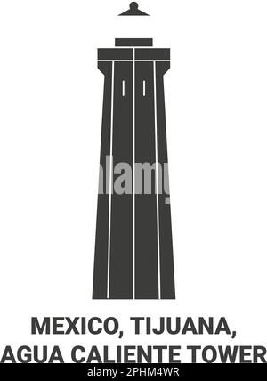 Messico, Tijuana, Agua Caliente Tower viaggio punto di riferimento vettore illustrazione Illustrazione Vettoriale