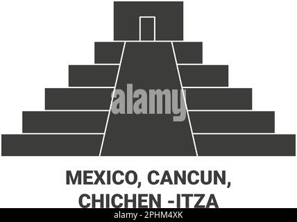 Messico, Cancun, Chichen Itza viaggio punto di riferimento vettore illustrazione Illustrazione Vettoriale