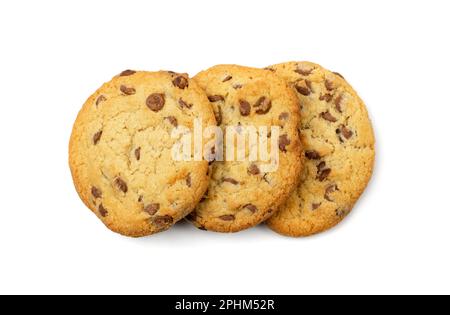 Cookie semplice isolato. Farinata d'avena biscotti allo zucchero biten, biscotti al cioccolato. Vista dall'alto del biscotto rotondo Foto Stock