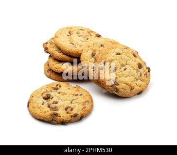 Cookie semplice isolato. Farinata d'avena biscotti allo zucchero biten, biscotti al cioccolato. Vista dall'alto del biscotto rotondo Foto Stock