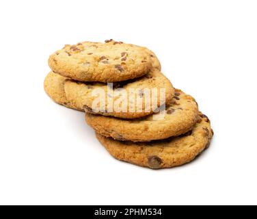 Cookie semplice isolato. Farinata d'avena biscotti allo zucchero biten, biscotti al cioccolato. Vista dall'alto del biscotto rotondo Foto Stock