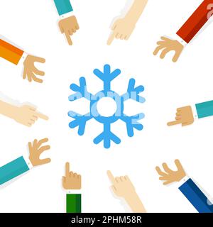 icona di natale fiocco di neve ghiacciata freddo tempo di neve dicembre Illustrazione Vettoriale
