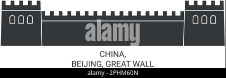 Cina, Pechino, Grande Muraglia viaggio punto di riferimento vettore illustrazione Illustrazione Vettoriale