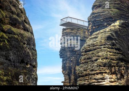 Ponte di Bastei, Svizzera sassone, Sassonia, Germania Foto Stock