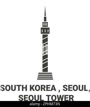 Repubblica di Corea, Seoul, Seoul Tower viaggio punto di riferimento vettore illustrazione Illustrazione Vettoriale