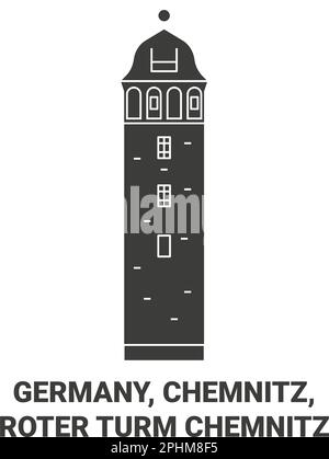 Germania, Chemnitz, Roter Turm Chemnitz viaggio punto di riferimento vettore illustrazione Illustrazione Vettoriale