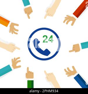 telefono 24 ore operatore servizio assistenza comunicazione parlare Illustrazione Vettoriale