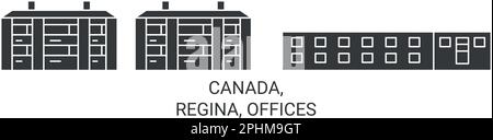 Canada, Regina, uffici viaggio punto di riferimento vettoriale illustrazione Illustrazione Vettoriale