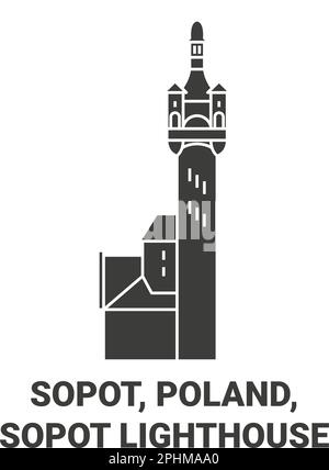 Polonia, Sopot, faro di Sopot viaggio punto di riferimento vettoriale illustrazione Illustrazione Vettoriale