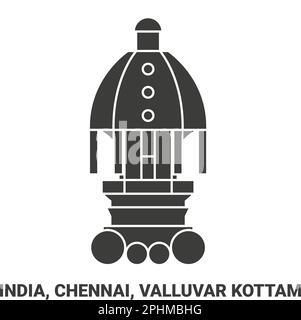 India, Chennai, Valluvar Kottam viaggio punto di riferimento vettore illustrazione Illustrazione Vettoriale