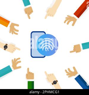 accesso con blocco del sensore di scansione delle impronte digitali di sicurezza del telefono Illustrazione Vettoriale