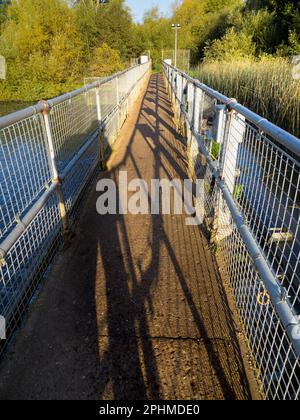 Abingdon-on-Thames sostiene di essere la città più antica dell'Inghilterra. E il Tamigi attraversa il suo cuore. Qui vediamo la passerella sopra Abingdon Weir Foto Stock