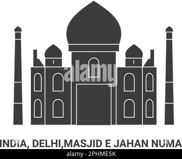 India, Delhi, Masjid e Jahan Numa, illustrazione del vettore di riferimento di viaggio Illustrazione Vettoriale