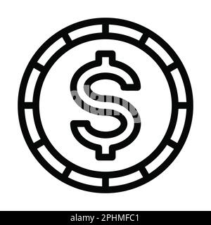 Icona linea spessa Coin Vector per uso personale e commerciale. Foto Stock