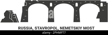 Russia, Stavropol, Nemetskiy Most, viaggio punto di riferimento vettoriale illustrazione Illustrazione Vettoriale