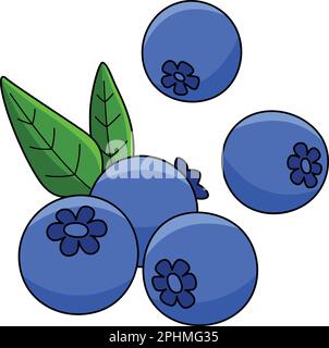 Frutti di mirtillo Cartoon colorato Clipart Illustrazione Vettoriale