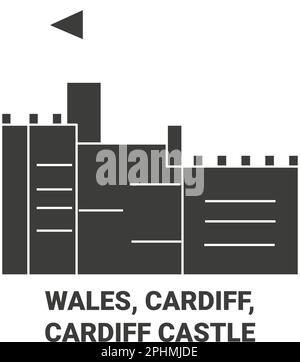 Wales, Cardiff, Cardiff Castello viaggio punto di riferimento vettore illustrazione Illustrazione Vettoriale