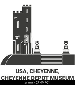 USA, Cheyenne, Cheyenne Depot Museum viaggio punto di riferimento vettoriale illustrazione Illustrazione Vettoriale
